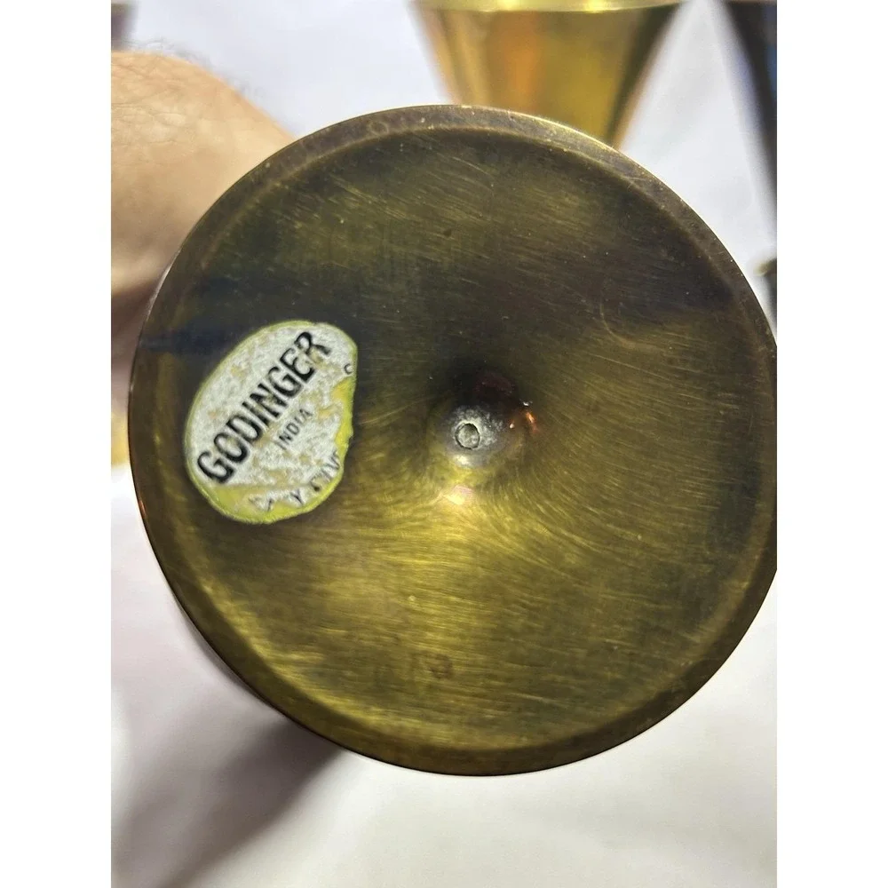 Vintage Godinger Brass Goblet Birds Phoenix Set Of 4 India MCM Mid Century